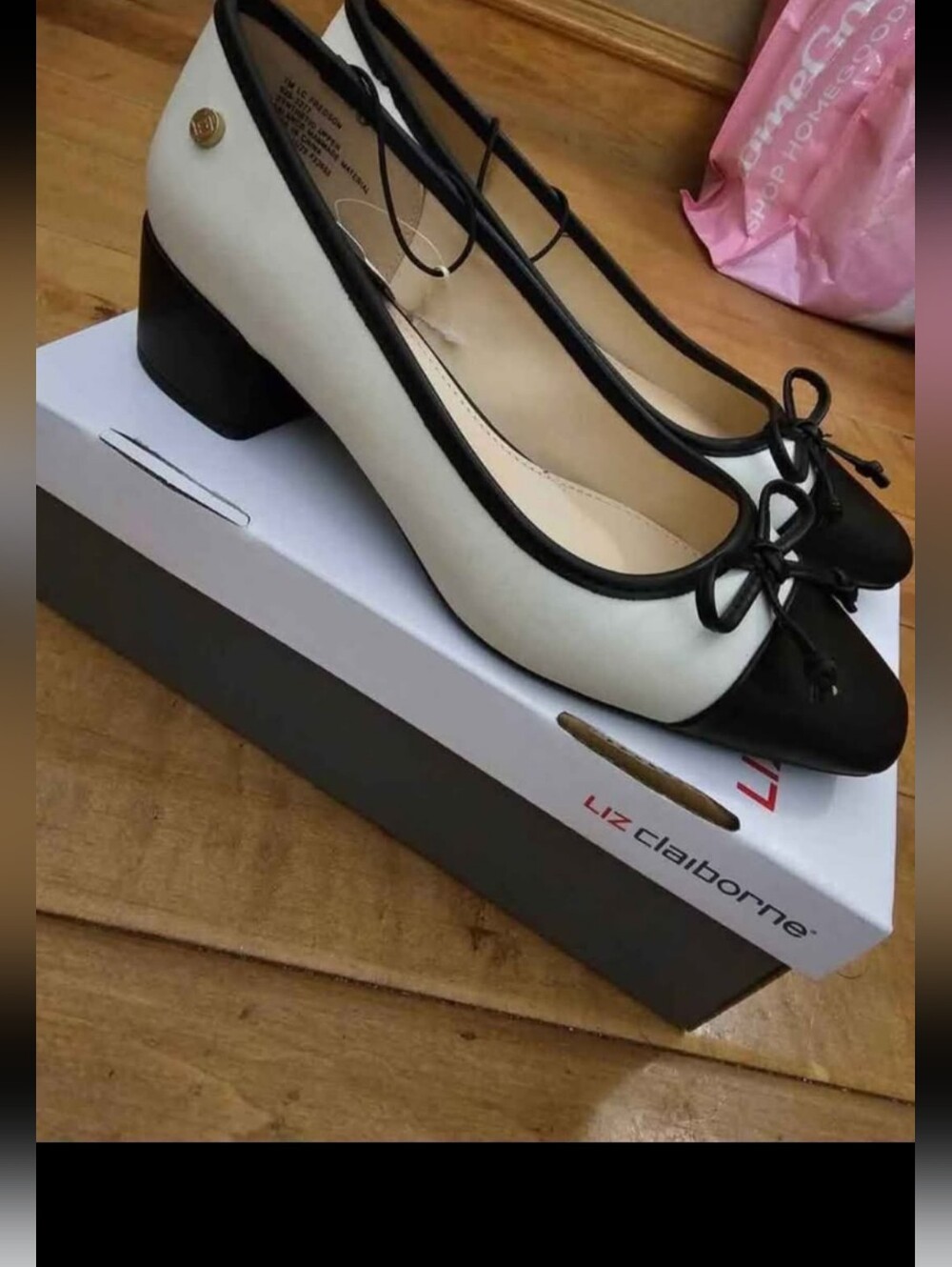 New womans size 7 ivory/black (Memory Foam) heel (orig $65)